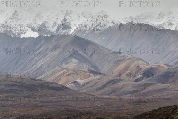 Mountain range, Polychrome Range, Denali National Park, Alaska, USA
