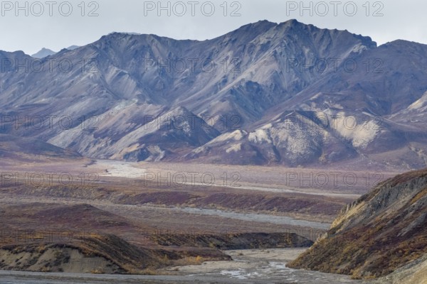 Mountain range, Polychrome Range, Denali National Park, Alaska, USA