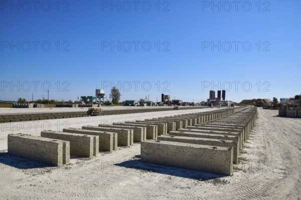 Cinder blocks lie on the ground and dried. Atyrau, Kazakhstan