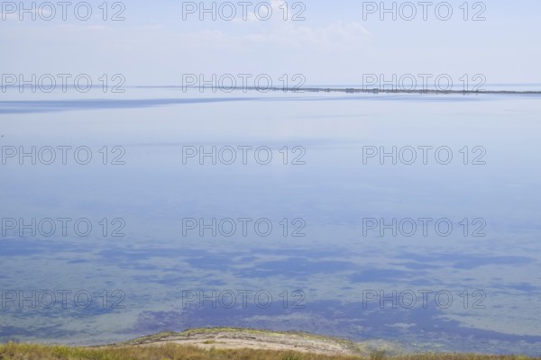 The landscape of the coastal estuary in the sea. Atyrau, Kazakhstan