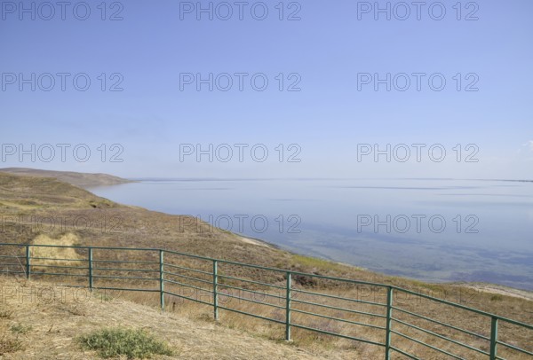 The landscape of the coastal estuary in the sea. Taman, Krasnodar Krai, Russia