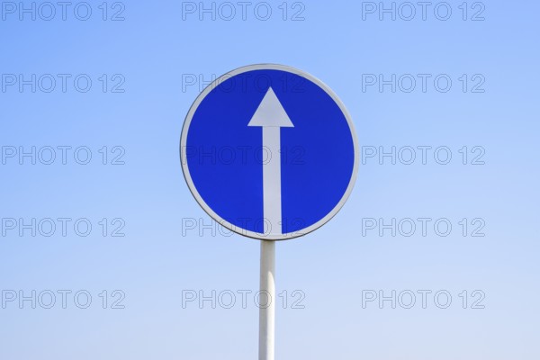 Traffic sign straight ahead. prescriptive sign. Krasnodar, Russia