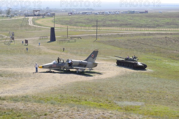 Monument of fighter aircraft near the Cossack village Ataman. Taman, Krasnodar Krai, Russia