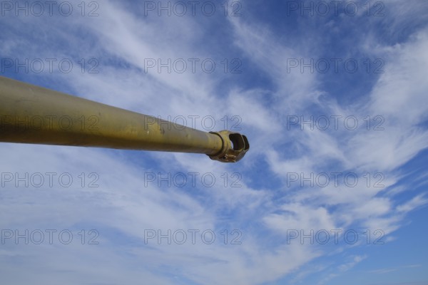 The trunk of the tank is directed to the sky. Taman, Krasnodar Krai, Russia