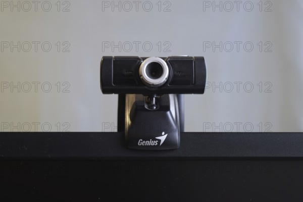 Web camera, attached to the monitor. Atyrau, Kazakhstan