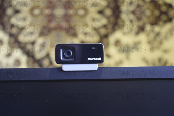 Web camera, attached to the monitor. Atyrau, Kazakhstan