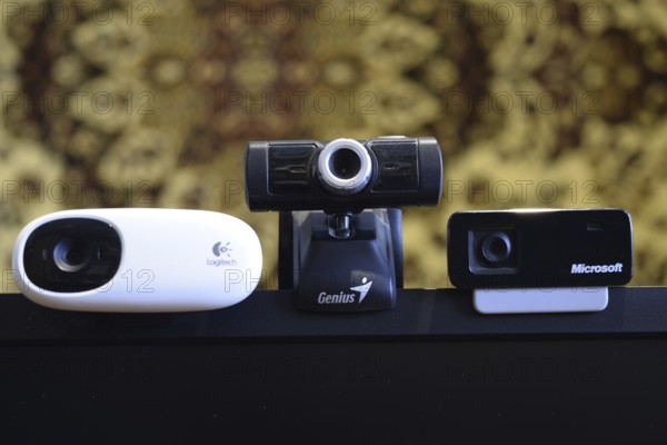 Web camera, attached to the monitor. Atyrau, Kazakhstan