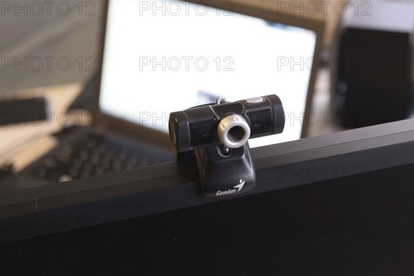 Web camera, attached to the monitor. Atyrau, Kazakhstan
