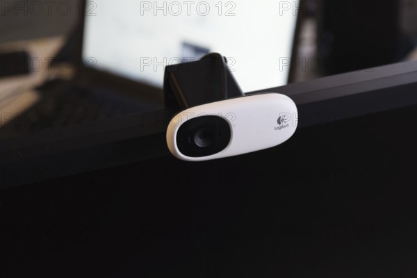 Web camera, attached to the monitor. Atyrau, Kazakhstan