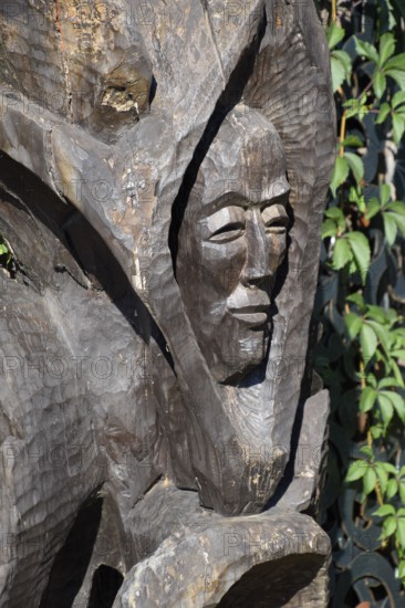 Wooden idol. Woodcarving. Taman, Krasnodar Krai, Russia