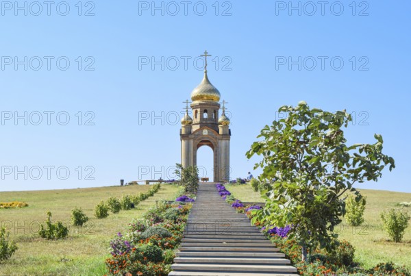 Orthodox chapel on a hill. Tabernacle in the Cossack village of Ataman. TTaman, Krasnodar Krai, Russia