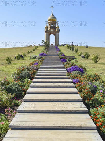 Orthodox chapel on a hill. Tabernacle in the Cossack village of Ataman. Taman, Krasnodar Krai, Russia