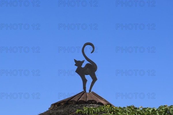 Figure of a cat on a roof. Taman, Krasnodar Krai, Russia