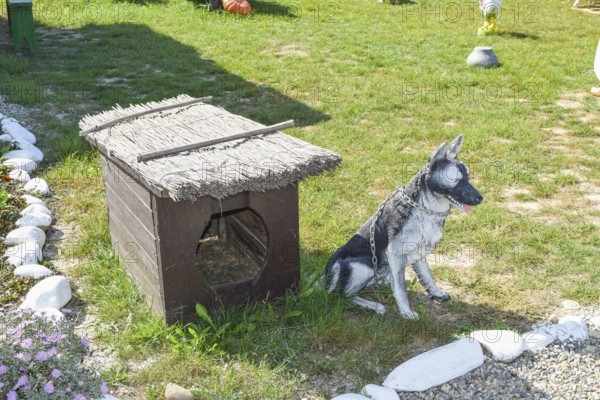 Booth with a dog dummy. Taman, Krasnodar Krai, Russia