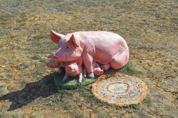 Plastic toy pig. Taman, Krasnodar Krai, Russia