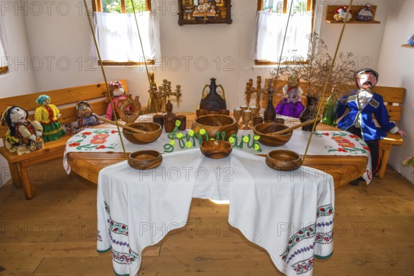 Set the table with utensils, plates and cups. Taman, Krasnodar Krai, Russia