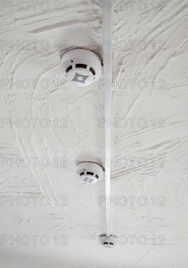 Fire alarms on the ceiling. Fire safety. Taman, Krasnodar Krai, Russia