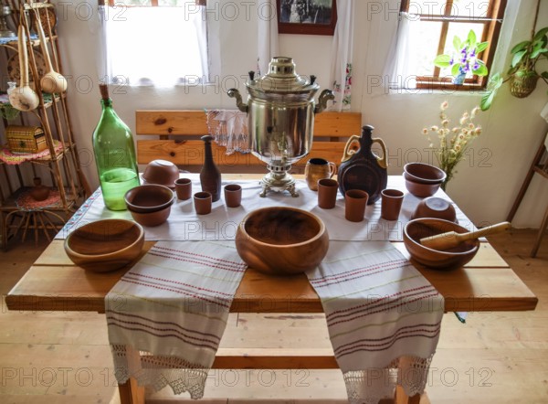 A room for food in an ethnic Cossack dwelling. Taman, Krasnodar Krai, Russia