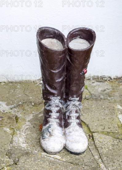 Statue of boots with laces. Taman, Krasnodar Krai, Russia