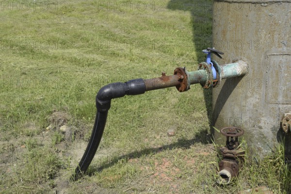 The pipe from the water tower. Atyrau, Kazakhstan