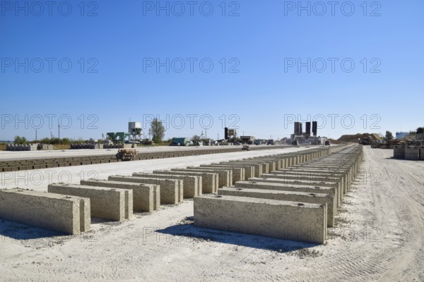 Cinder blocks lie on the ground and dried. Atyrau, Kazakhstan
