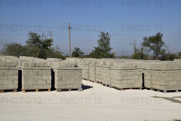 Cinder blocks, which lie in the bays. Atyrau, Kazakhstan
