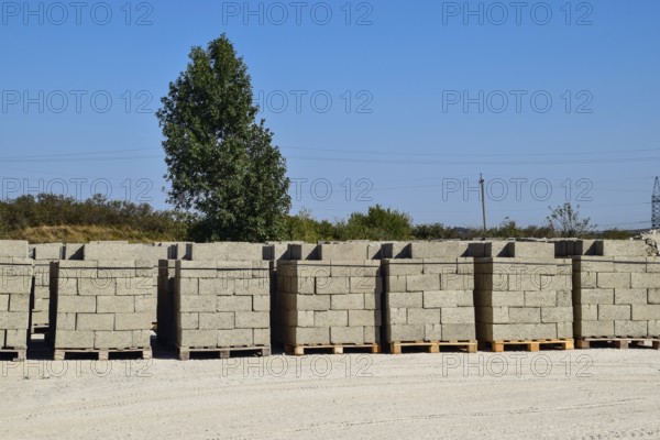 Cinder blocks, which lie in the bays. Atyrau, Kazakhstan