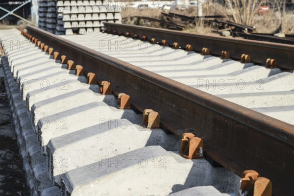 New rails and sleepers. Atyrau, Kazakhstan