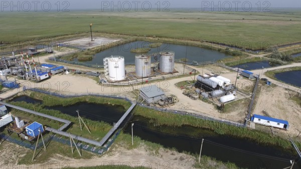 Top view of the equipment for oil separation. Atyrau, Kazakhstan