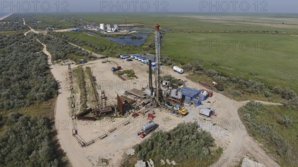 Carrying out repair of an oil well.Atyrau, Kazakhstan