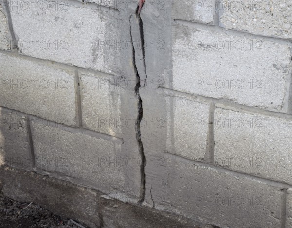 A crack in the concrete wall. Atyrau, Kazakhstan