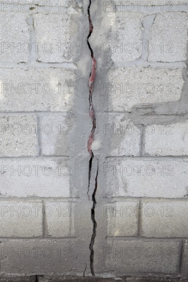 A crack in the concrete wall. Atyrau, Kazakhstan