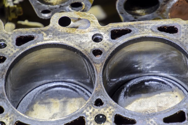 The cylinder block of the four-cylinder engine. Atyrau, Kazakhstan