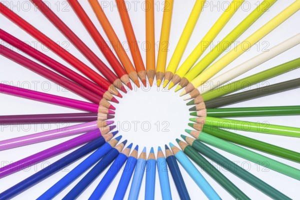 Isolated Circle Of Colorful Crayons