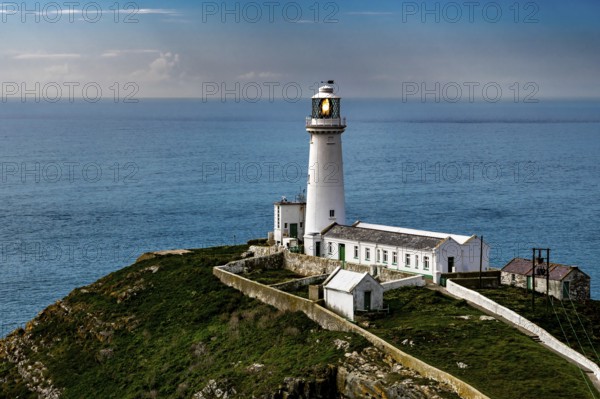 South Stack Island With South Stack Lighthouse And View To The Irish Sea In North Wales, United Kingdom