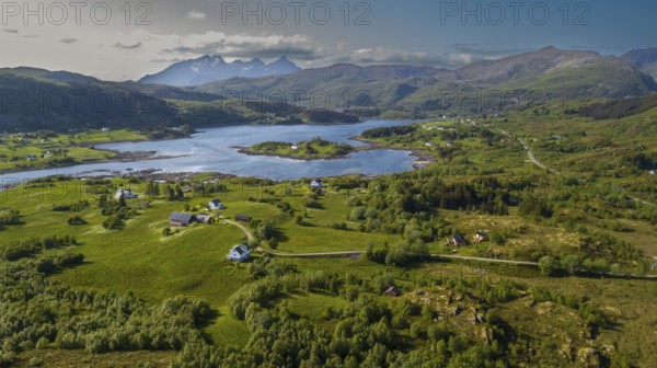 Aerial View Of Coastal Landscape Near Leknes And Mortsunt On Lofoten Islands In Norway