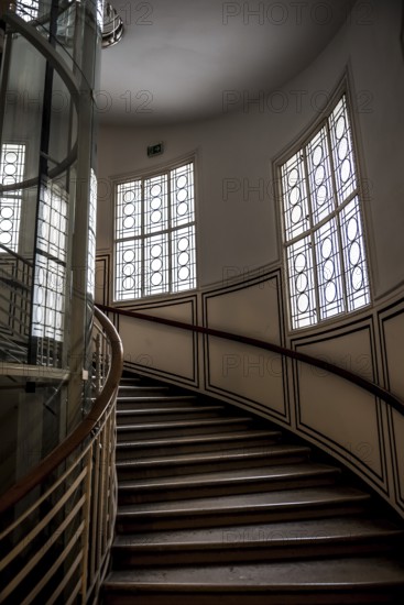Staircase With Curved Steps In Historic Art Nouveaux Building In The Inner City Of Vienna In Austria