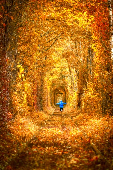 Love tunnel alley fine art in Ukraine with person running