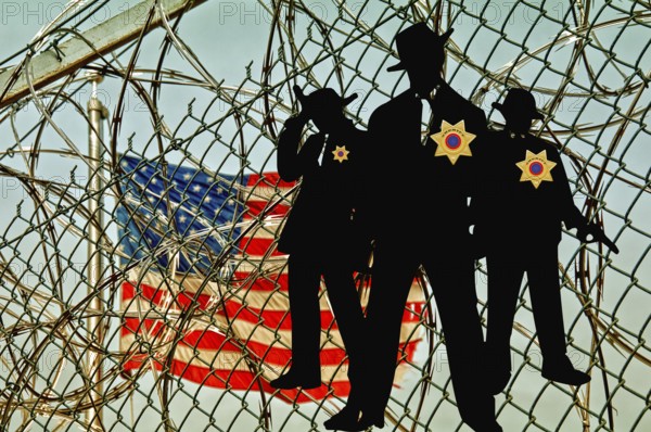 Symbolic image, Trump in deportation mania, masked sherifs, Guantanamo, alligator Alcatraz, governing with decrees, no more United States, democracy versus autocracy, Donald Trump sees himself as a ruler above the law, US democracy in danger, political blackmail, EU and Germany under political pressure, industry, tariff threats, Elon Musk, Mark Zuckerberg, social networks, fake news, rights broken, hate, hate speech, DSG Digital Services Act, re-election, USA, politics, announcements, vendetta, wanted dictator, Republicans, US electoral system, global threat, lies, 2nd term, global burden, Ukraine, US democracy in danger, Donald Trump term, global burden, Ukrainian war, White House storm