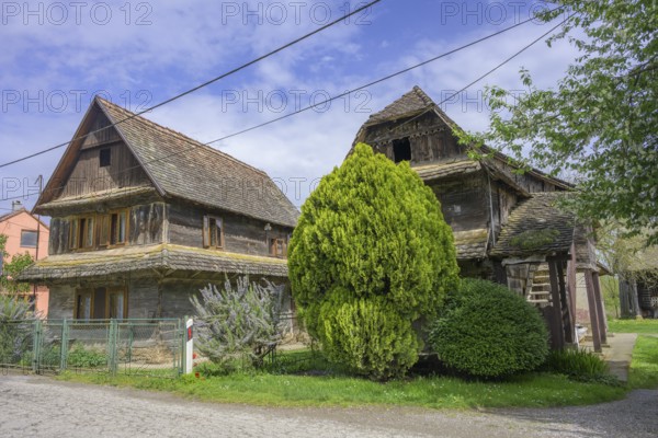 Old wooden houses in Stork Village, Cigoc, Sisak-Moslavina County, Croatia