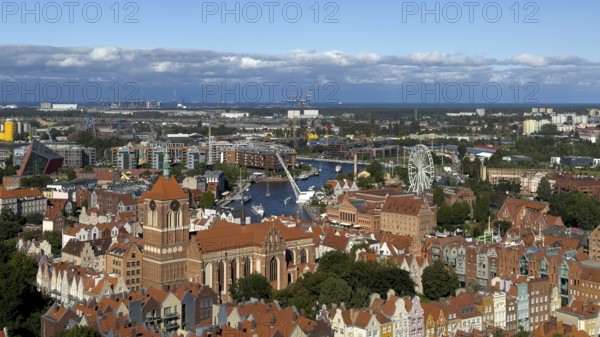 View of the old town and Motlawa River, Gdansk, Gdansk, Poland