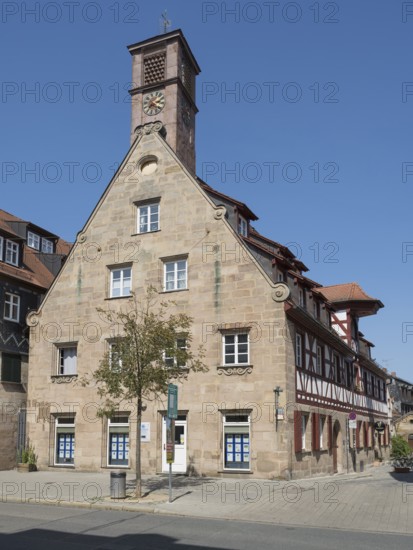 Historic half-timbered building in the old town, former inn Zum Roten Roß, Fürth, Middle Franconia, Franconia, Bavaria, Germany