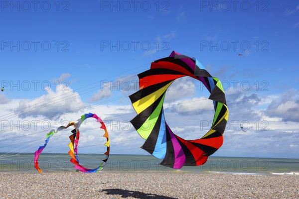 Kite festival on the beach, International Kite Festival, Dieppe, Normandy, France