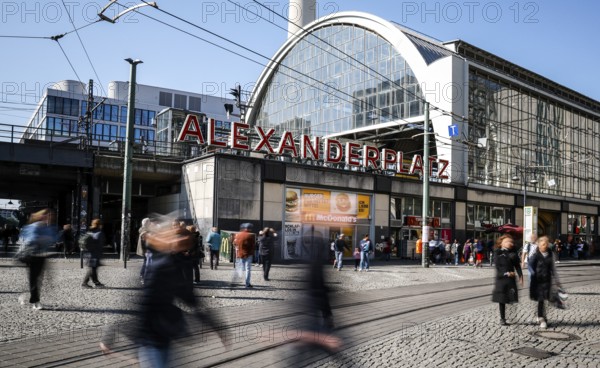 A long exposure shows people at Alexanderplatz station, Berlin, 27/09/2025, Berlin, Berlin, Germany