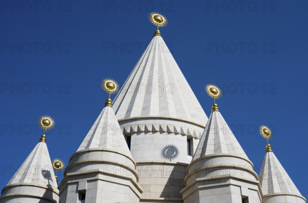 White architectural church tower with geometric shapes against a blue sky, Yazidi temple, Yazidi temple, the largest Yazidi temple in the world is called Quba Mere Diwane, Aknalich, Aknalich, Armavir district, Armenia