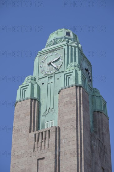 Clock Tower, Central Station, Helsingin Päärautatieasema, Kaivokatu, Old Town, Helsinki, Finland
