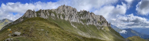 Steep rock faces at Campanítt, Pizz di Colómb, Passo del Sole, Olivone, Ticino, Switzerland