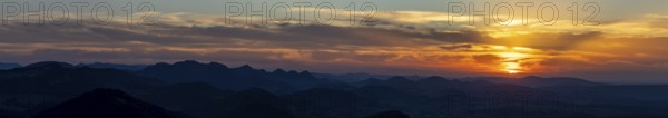 Sunset, view from Wisenberg over the Jura into Alsace, Wisen, Solothurn, Switzerland
