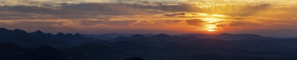 Sunset, view from Wisenberg over the Jura into Alsace, Wisen, Solothurn, Switzerland