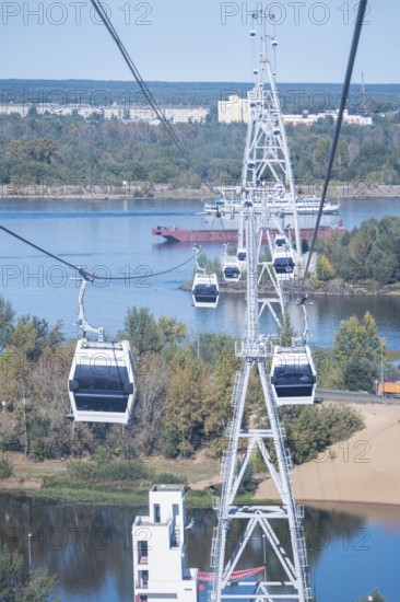 Cable car over the Volga River, Nizhny Novgorod, Russia